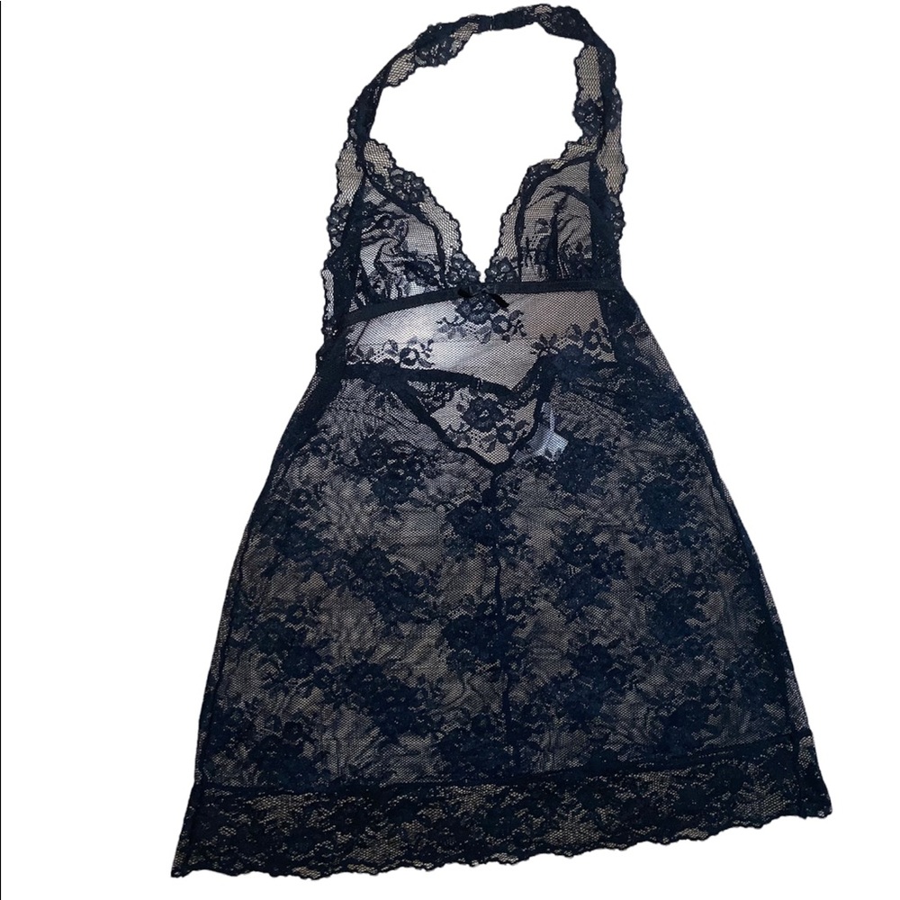 Victoria’s Secret Very Sexy Lace Camisole Nightgown Dress Black Small